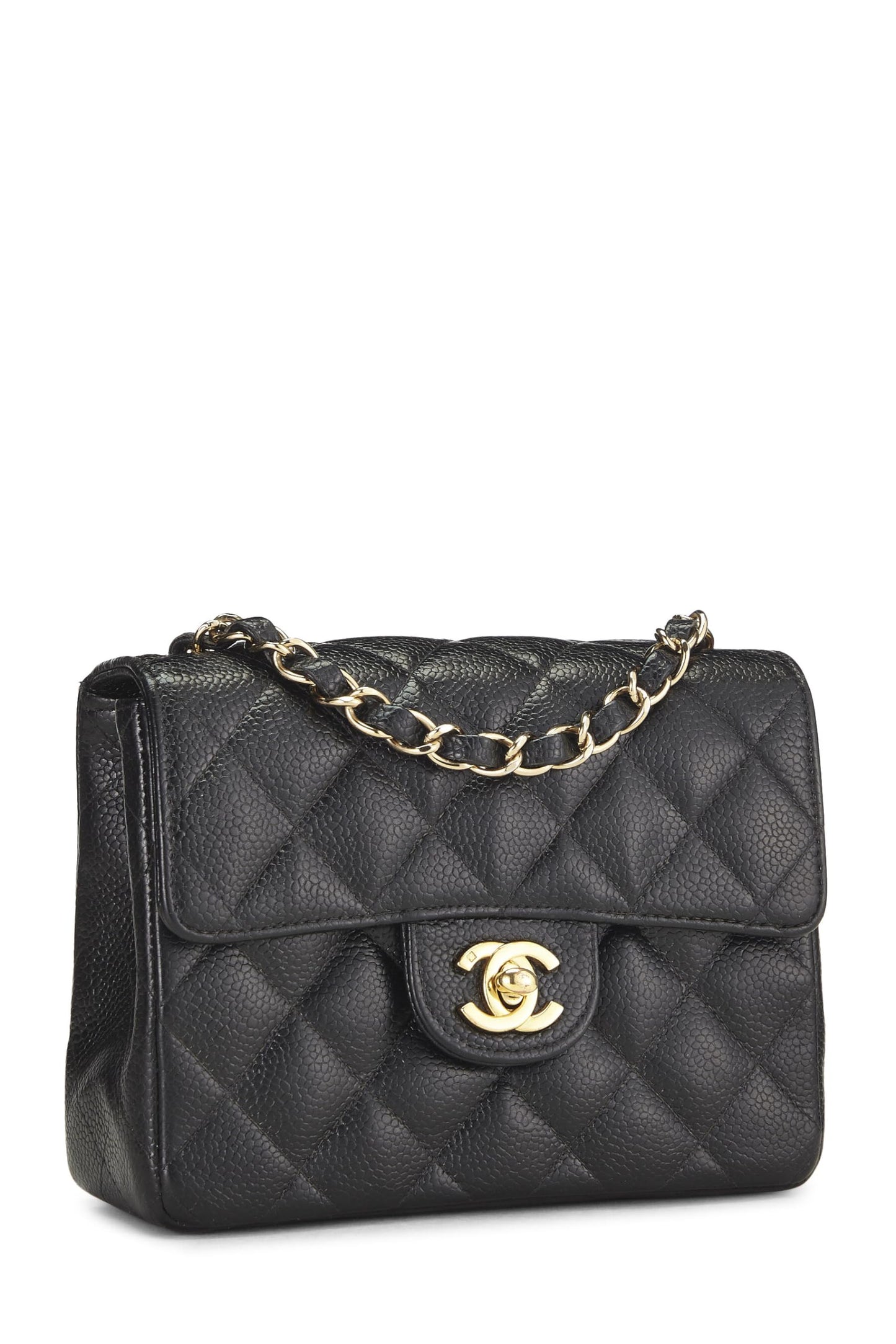 Chanel, Pre-Loved Black Quilted Caviar Half Flap Mini, Black