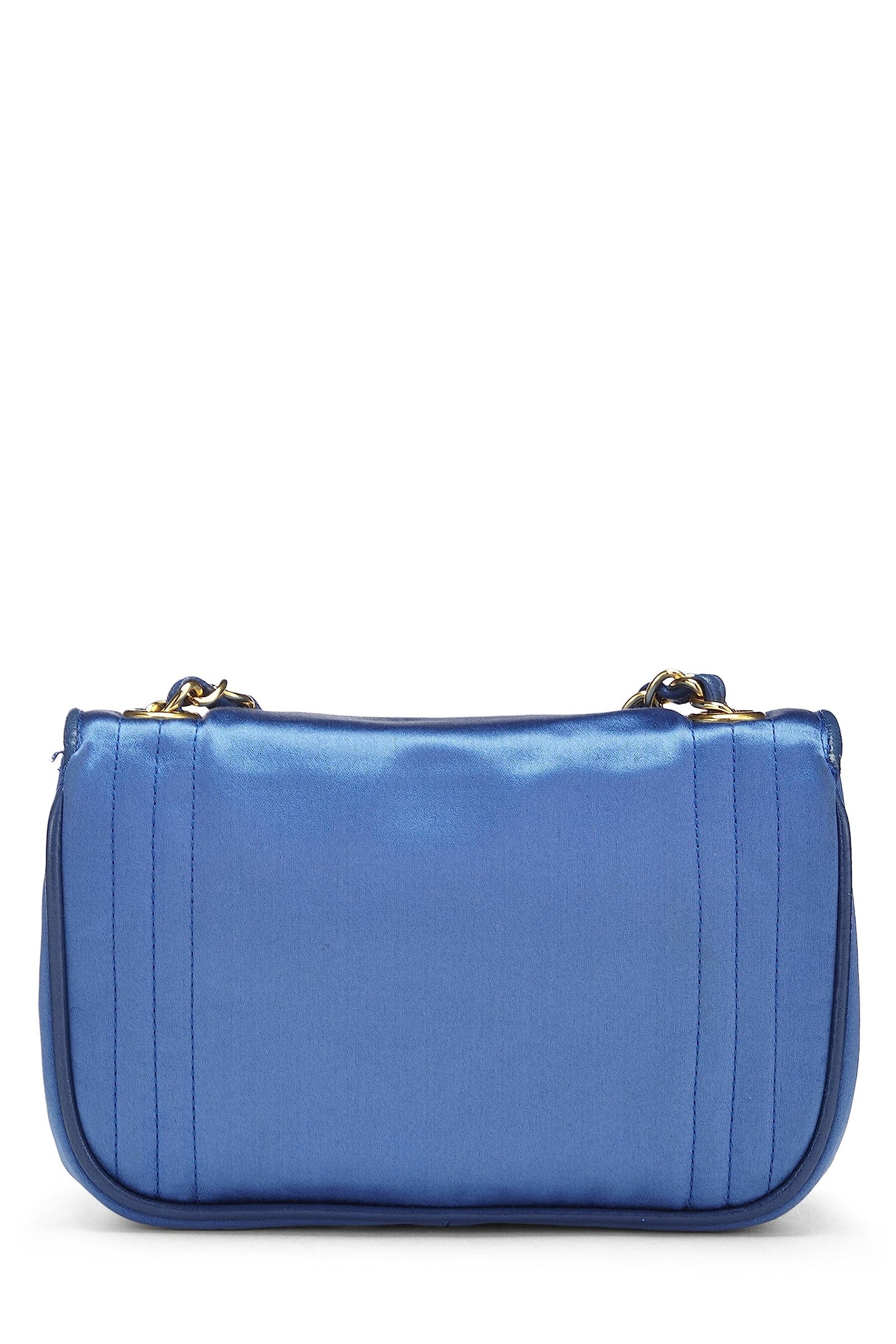 Chanel, Pre-Loved Blue Satin Triborder Flap Mini, Blue