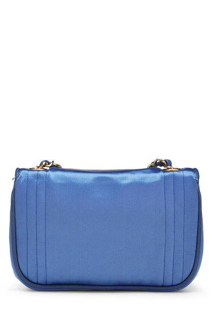 Chanel, Mini sac à rabat en satin bleu Triborder d'occasion, bleu