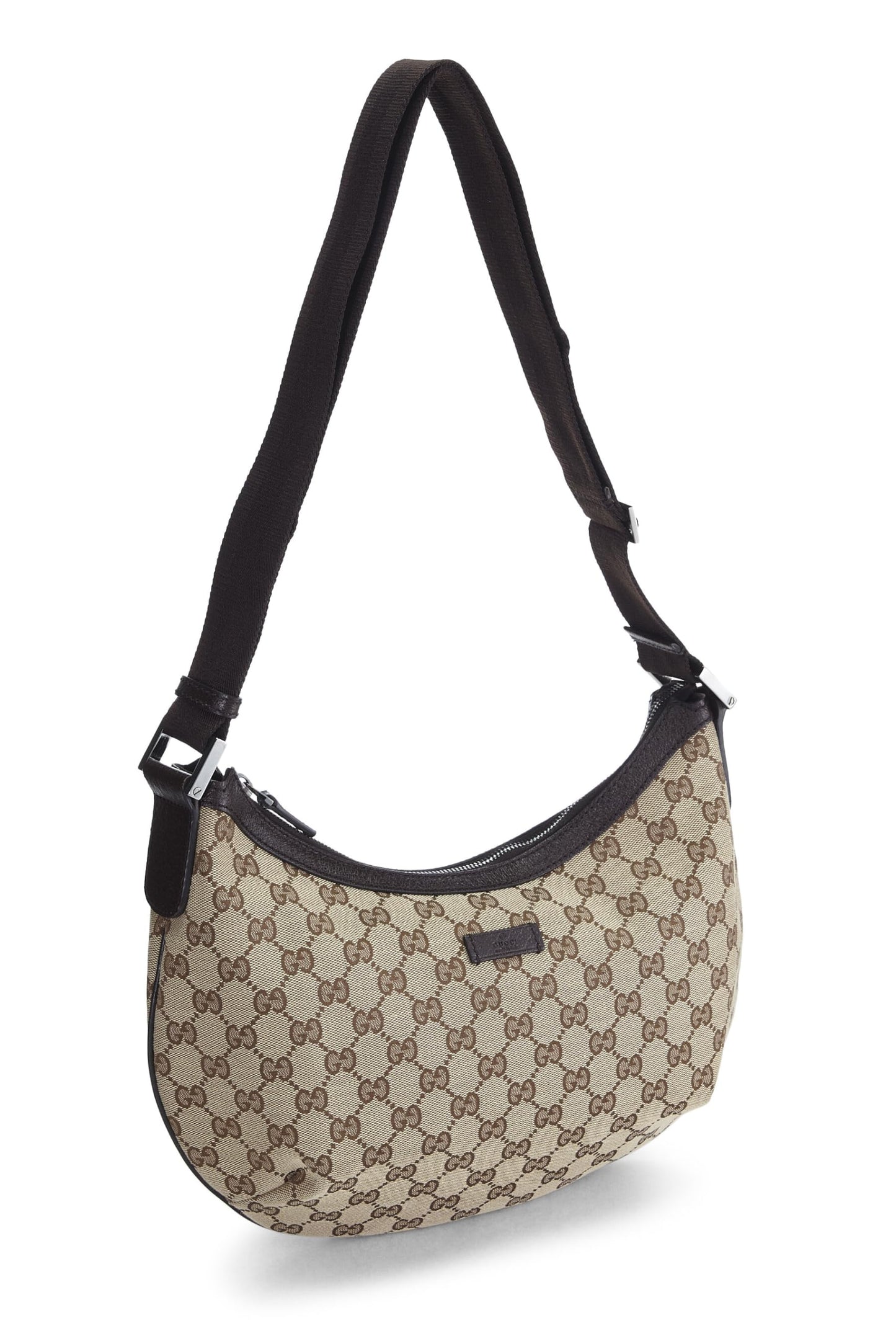 Gucci, sac messager rond en toile GG d'origine d'occasion, marron