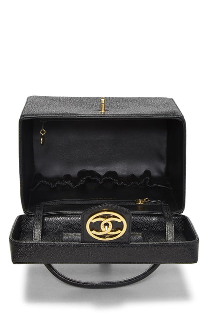 Chanel, Tocador grande Pre-Loved Black Caviar Circle 'CC', negro