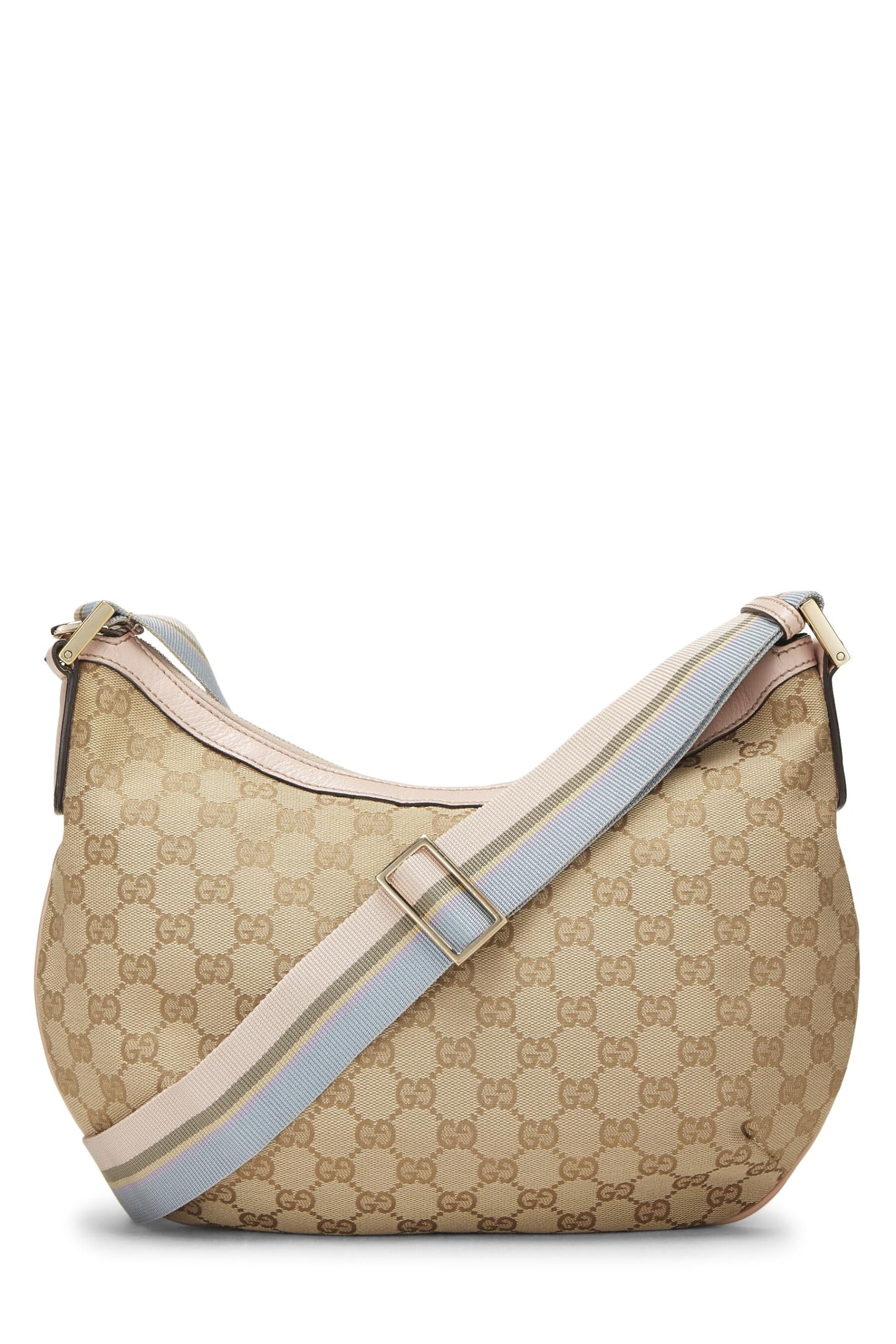 Gucci, sac messager rond en toile GG d'occasion d'origine, rose