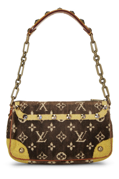 Louis Vuitton, Pre-Loved Brown & Yellow Monogram Velour Trompe L'oeil Pochette, Brown