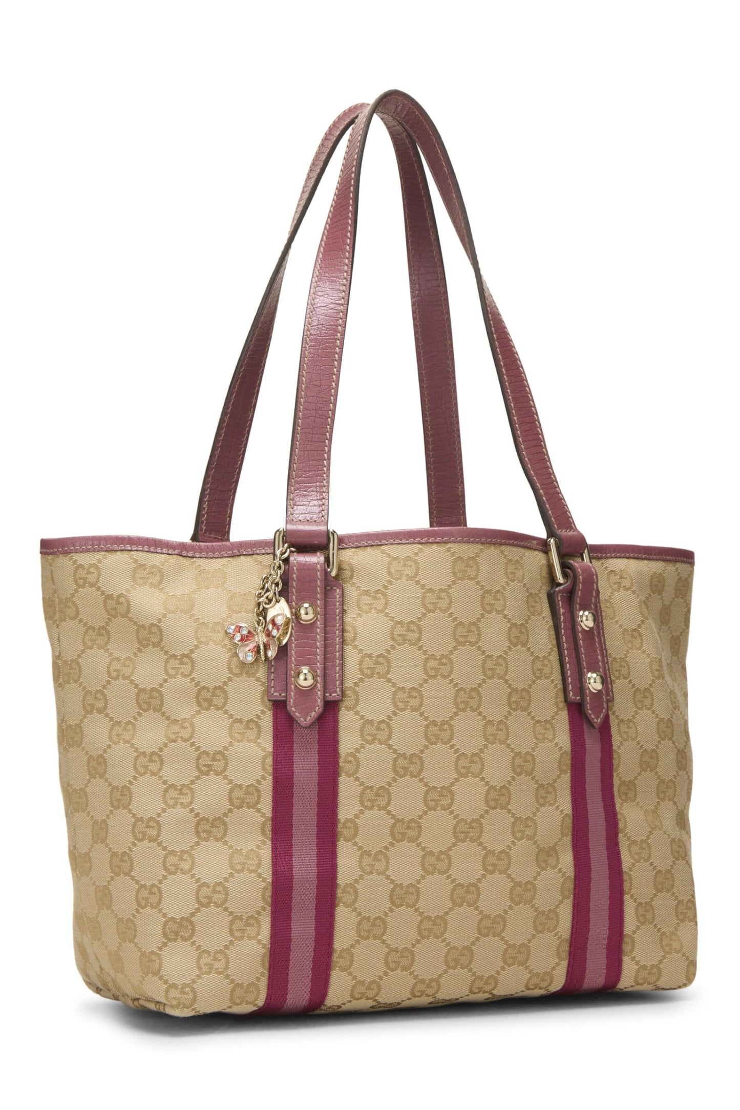 Gucci, Pre-Loved Pink Original GG Canvas Jolicoeur Tote Small, Pink