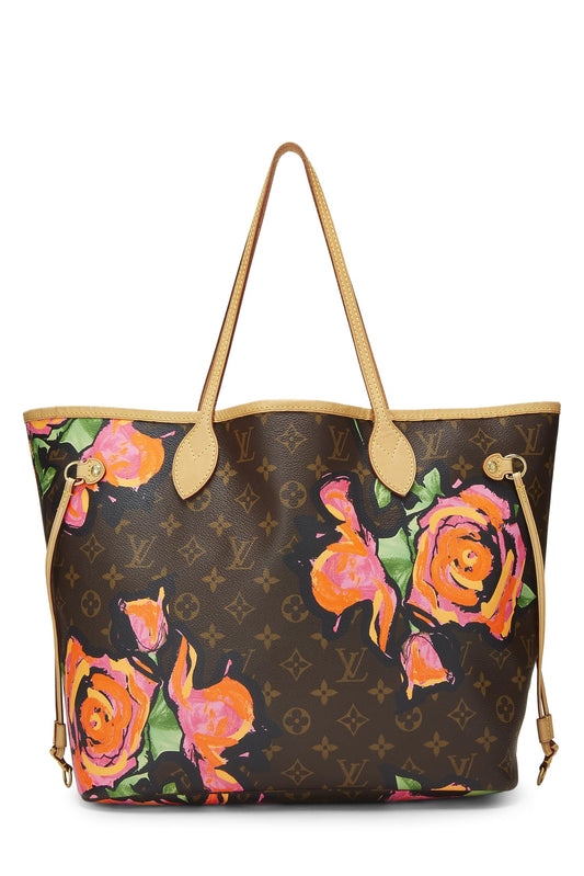 Louis Vuitton, Pre-Loved Stephen Sprouse x Louis Vuitton Monogram Canvas Roses Neverfull MM, Marrón