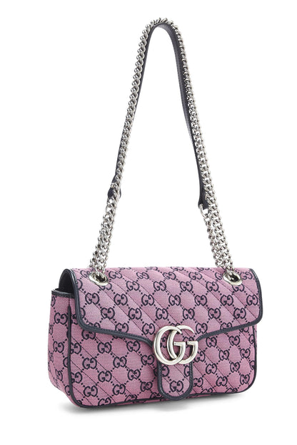 Gucci, sac à bandoulière GG Marmont en toile rose d'occasion, petit modèle, rose