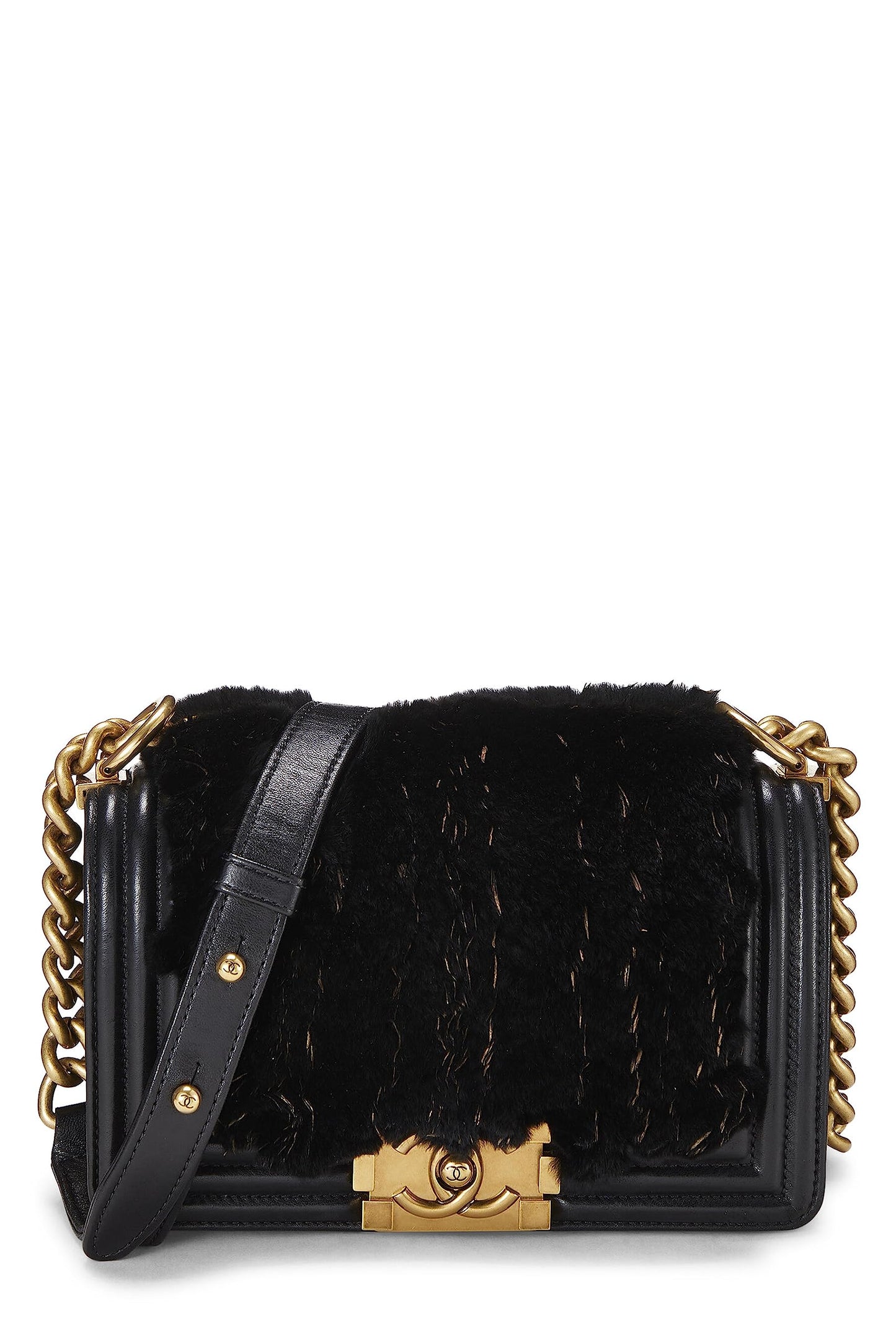 Chanel, Pre-Loved Black Lapin Boy Bag Small, Black