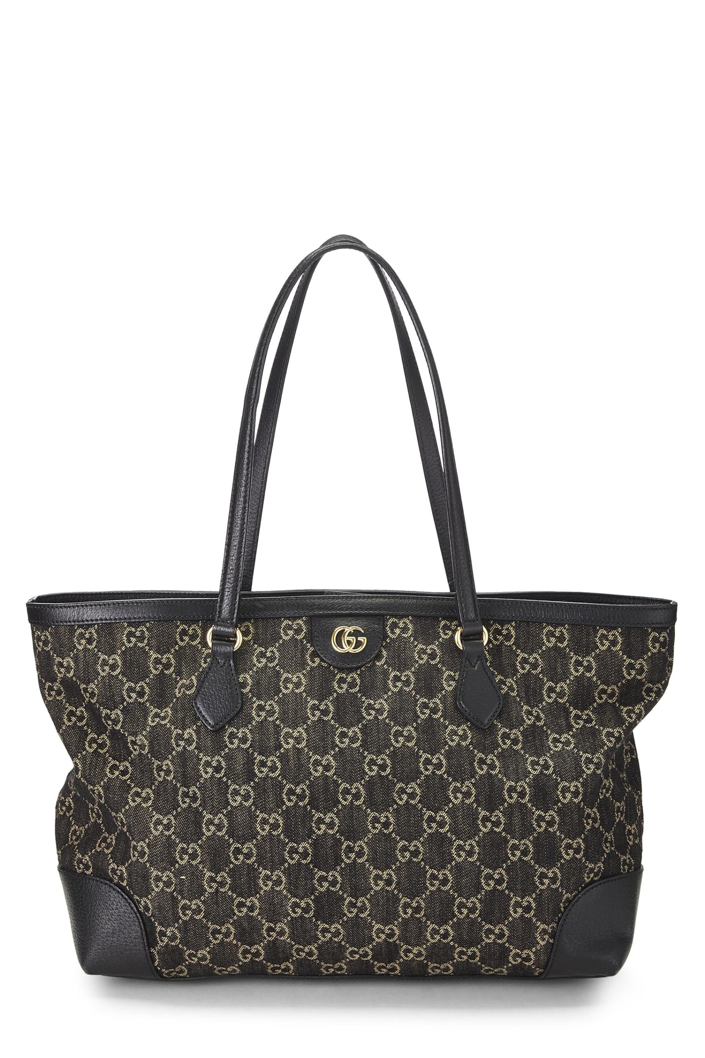 Gucci, sac fourre-tout Ophidia Medium en denim GG noir d'occasion, noir