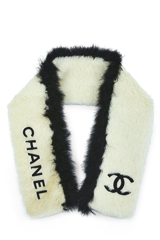 Chanel, Pre-Loved Cream & Black Faux Fur Scarf, Multi