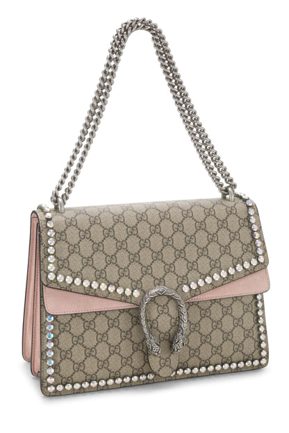 Gucci, Pre-Loved Original GG Supreme Crystal Embellished Dionysus Shoulder Bag Medium, Pink