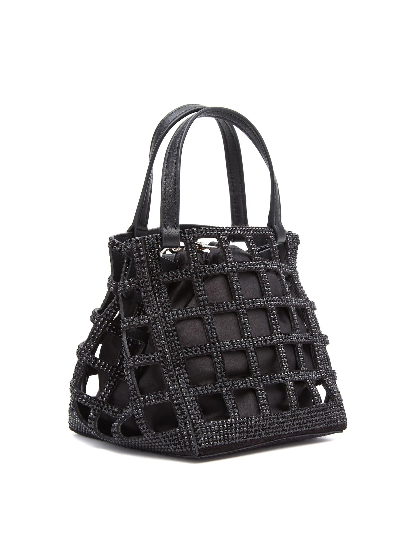 Oscar de la Renta, Bolso tote cuadrado mini con rejilla de cristal, Negro