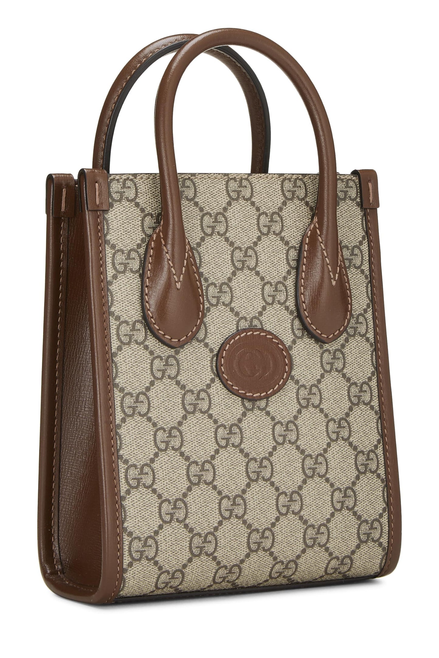 Gucci, sac fourre-tout mini GG Supreme Original marron d'occasion avec empiècements GG, marron