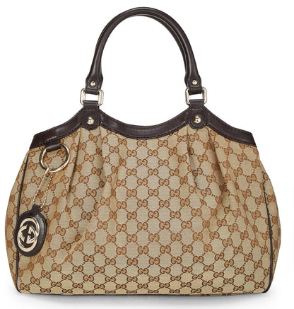 Gucci, sac fourre-tout Sukey en toile GG d'origine d'occasion, marron