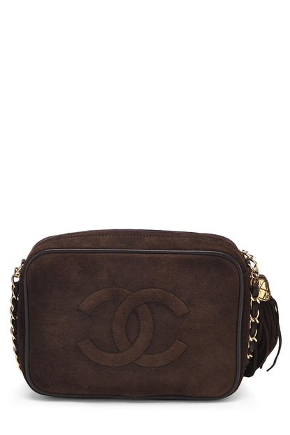 Chanel, Mini sac photo en daim marron d'occasion, marron