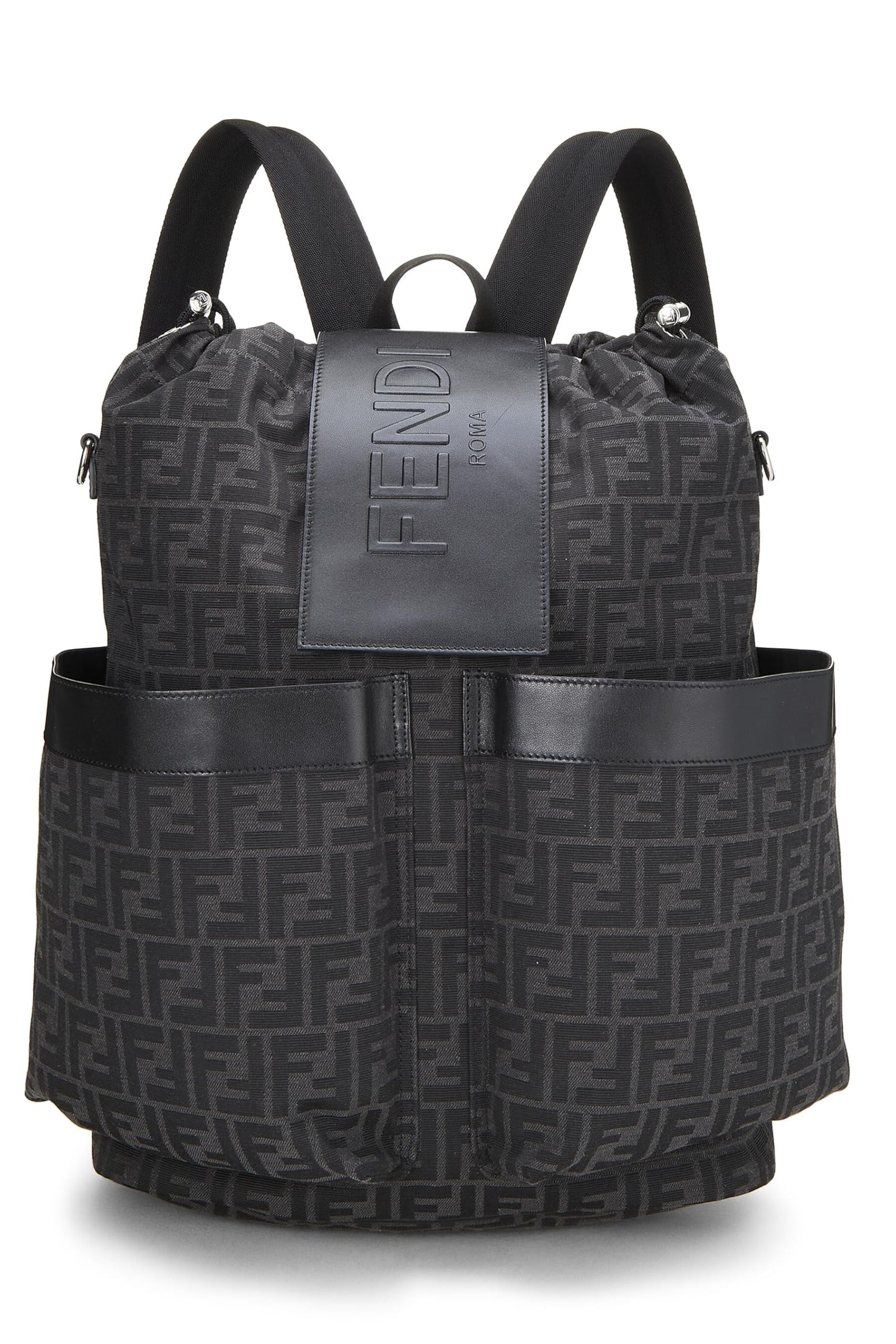 Fendi, Mochila Strike grande de lona Zucca negra Pre-Loved, Negro