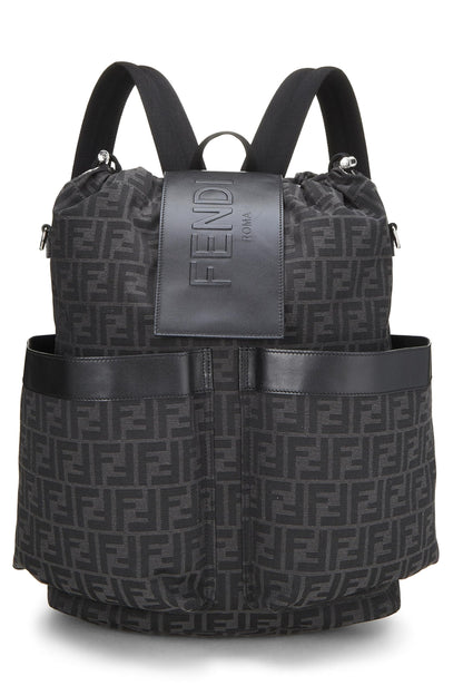 Fendi, Pre-Loved Black Zucca Canvas Strike Backpack Large, Black