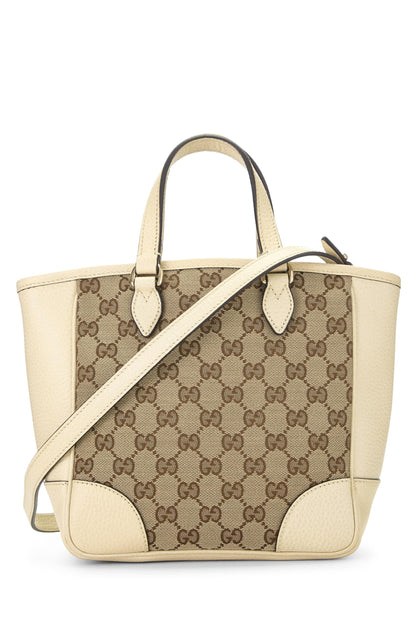 Gucci, sac fourre-tout Bree à poignée supérieure en toile GG crème d'occasion, petit, blanc