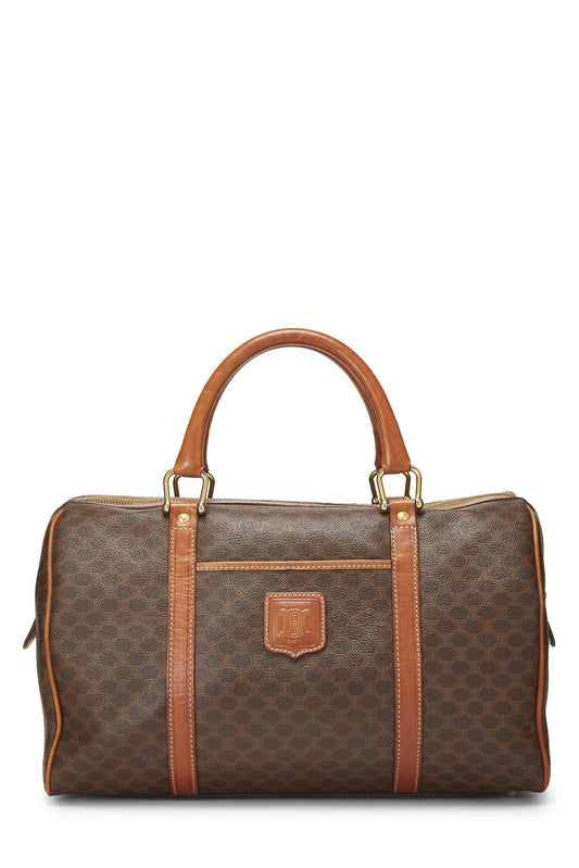 Céline, Pre-Loved Brown Coated Canvas Macadam Boston Bag, Brown