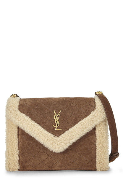 Yves Saint Laurent, Gaby Mini, en daim et peau de mouton marron d'occasion, marron