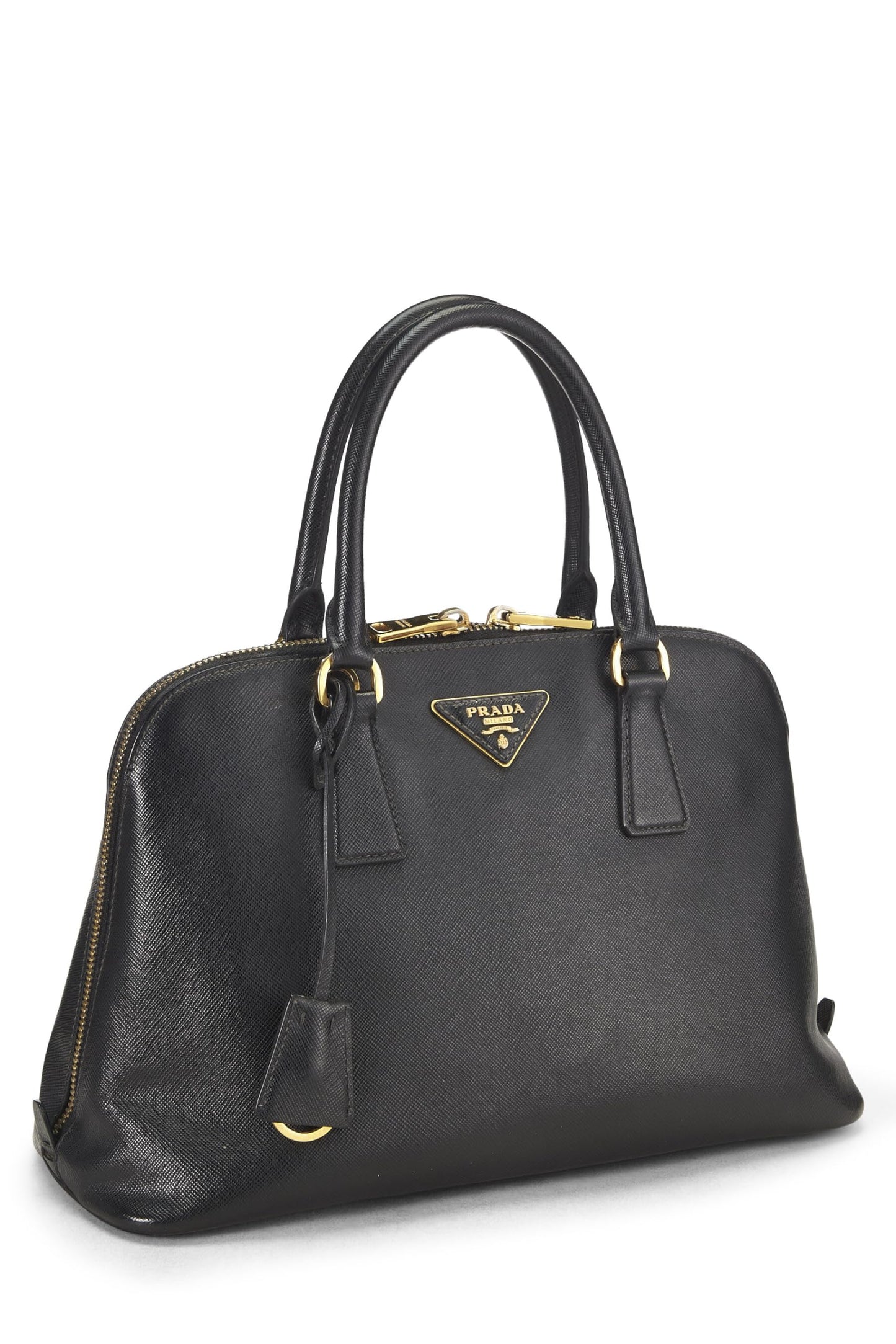 Prada, Pre-Loved Black Saffiano Promenade Pequeño, Negro