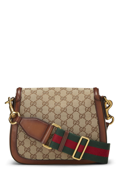 Gucci, sac à bandoulière en toile GG Lady Web d'occasion, petit modèle, marron