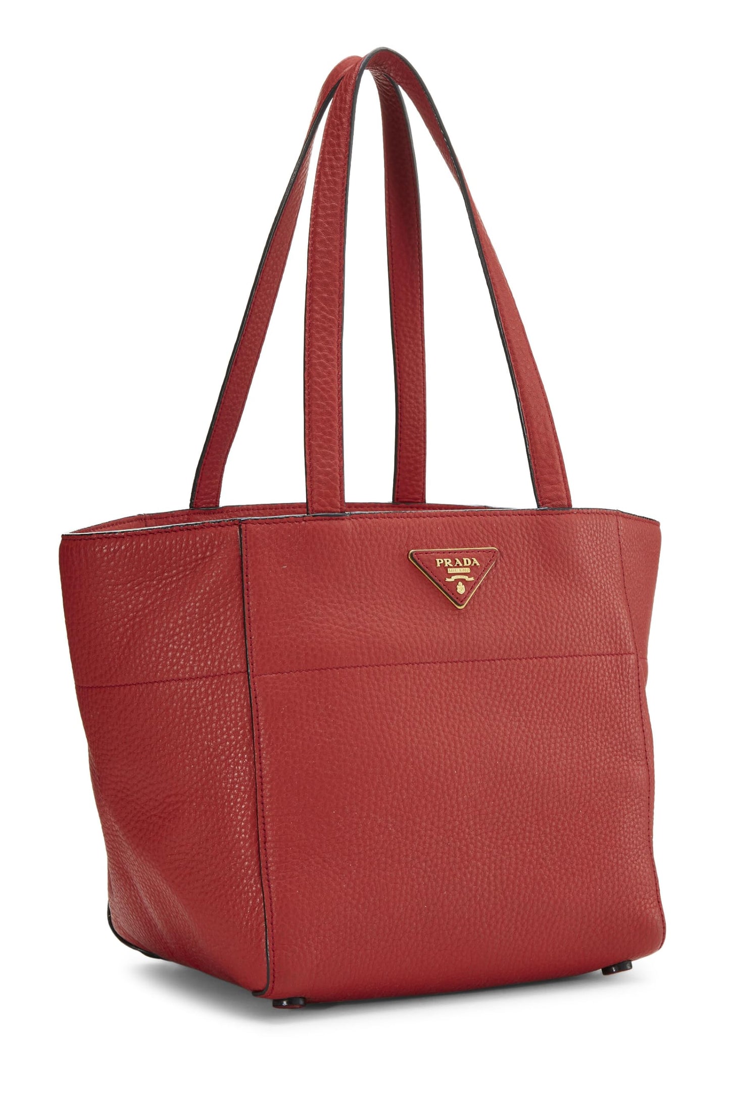 Prada, Pre-Loved Red Vitello Daino Tote Small, Red