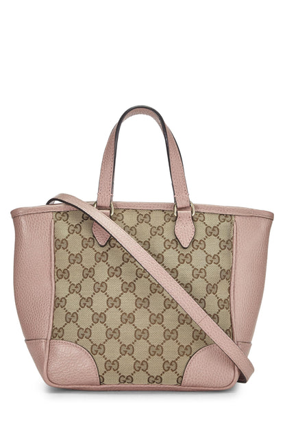 Gucci, sac fourre-tout Bree à poignée supérieure en toile GG rose d'occasion, petit modèle, rose