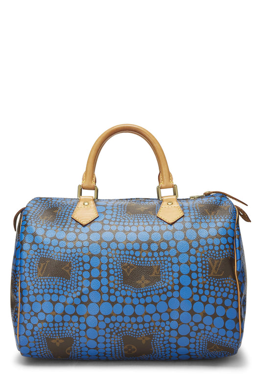 Louis Vuitton, Yayoi Kusama x Louis Vuitton, sac Infinity Speedy 30 à pois bleus Monogrammés d'occasion, bleu