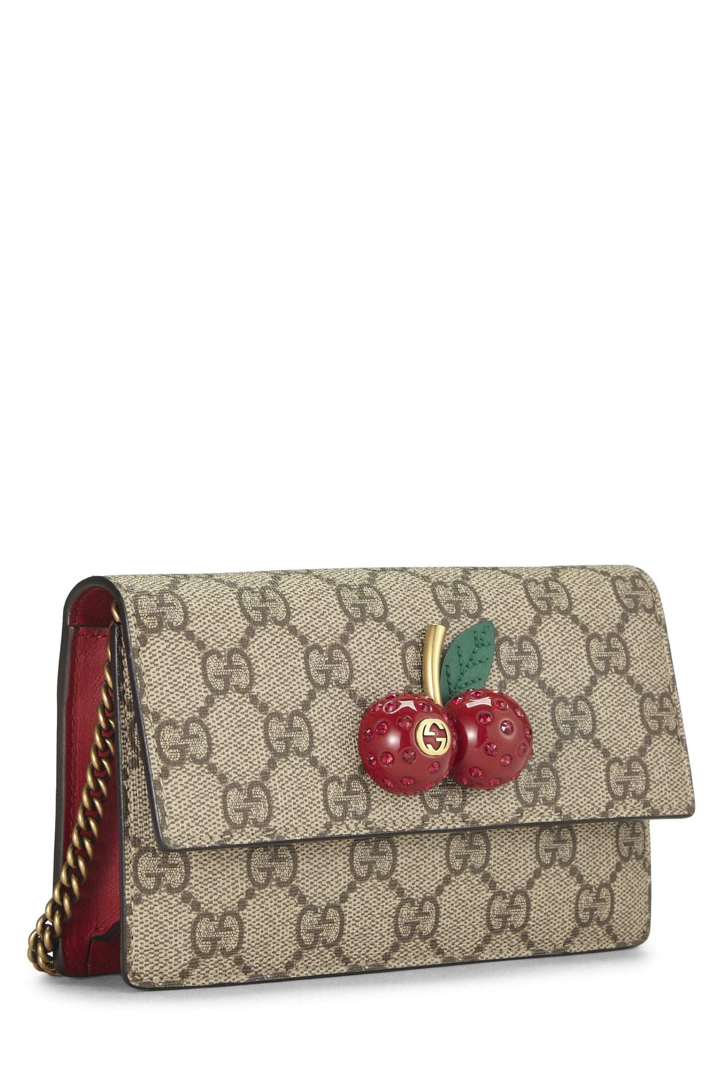 Gucci, Mini bolso de mano convertible en cereza de lona GG Supreme original Pre-Loved, Rojo