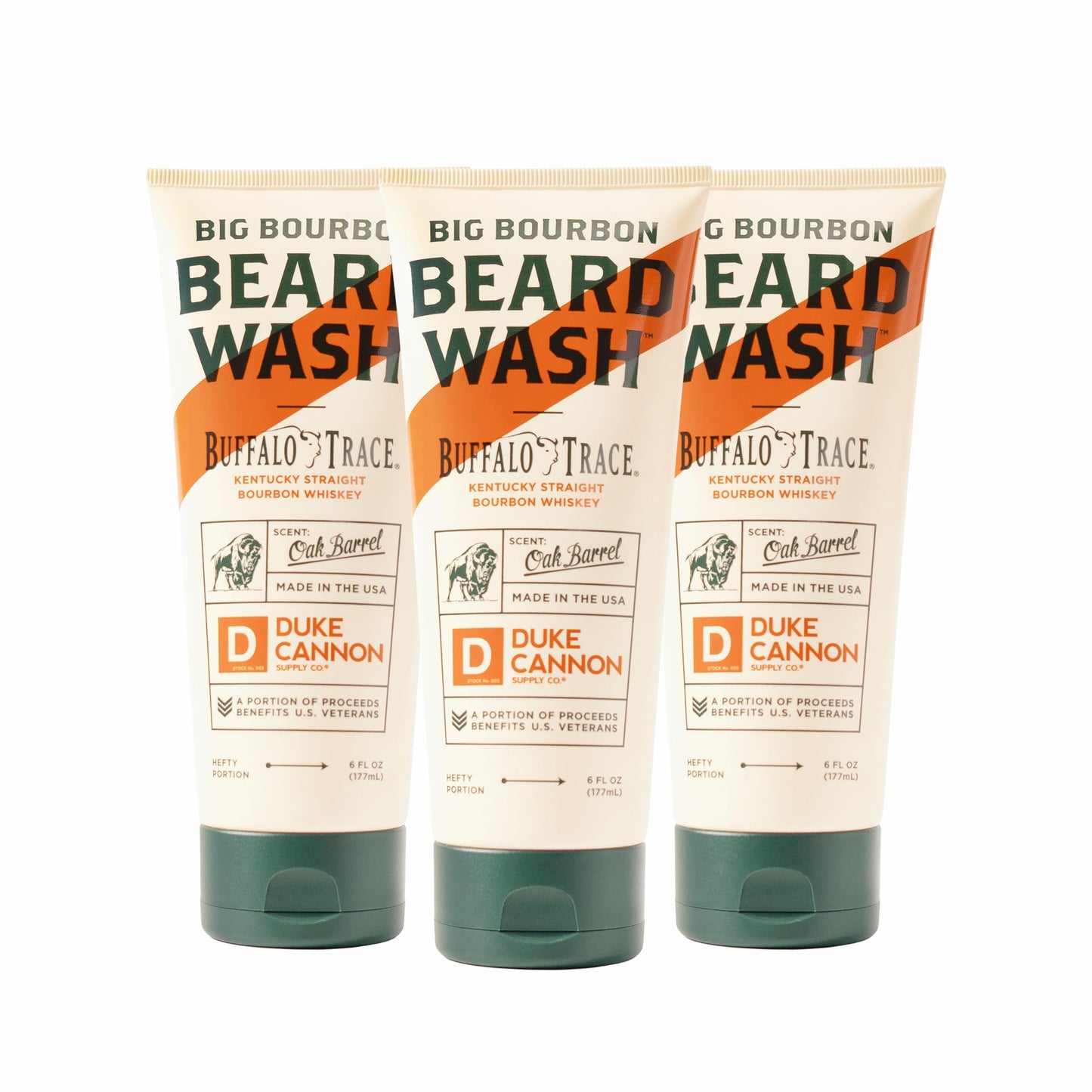 Duke Cannon Supply Co. Big Bourbon Beard Wash, (Pack de 3), 6 Fl Oz, Parfum de fût de chêne - Fabriqué avec des ingrédients à base de plantes pour renforcer, rajeunir, adoucir et revitaliser