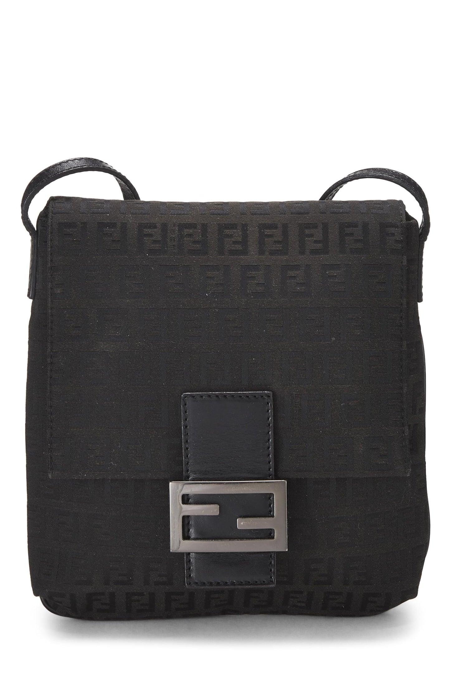 Fendi, Pre-Loved Black Zucchino Canvas Tube Messenger Small, Black