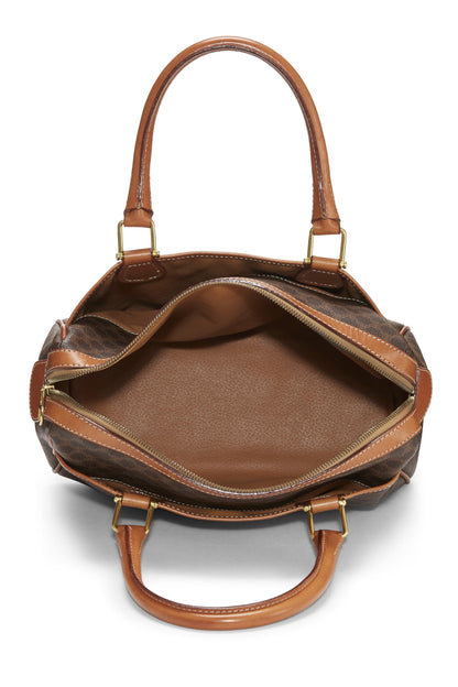 Céline, Pre-Loved Brown Coated Canvas Macadam Handbag, Brown