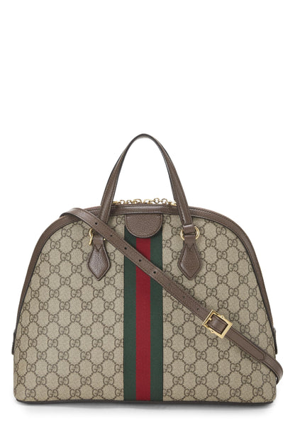 Gucci, Bolso de hombro pequeño con cúpula Ophidia Original GG Supreme Brown Pre-Loved, Marrón