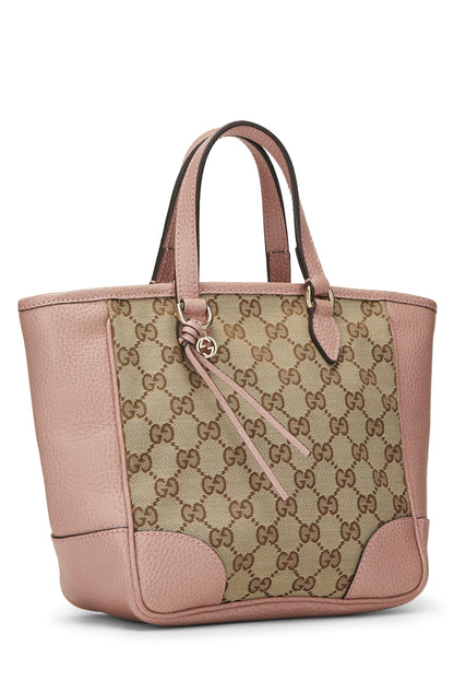 Gucci, sac fourre-tout Bree à poignée supérieure en toile GG rose d'occasion, petit modèle, rose