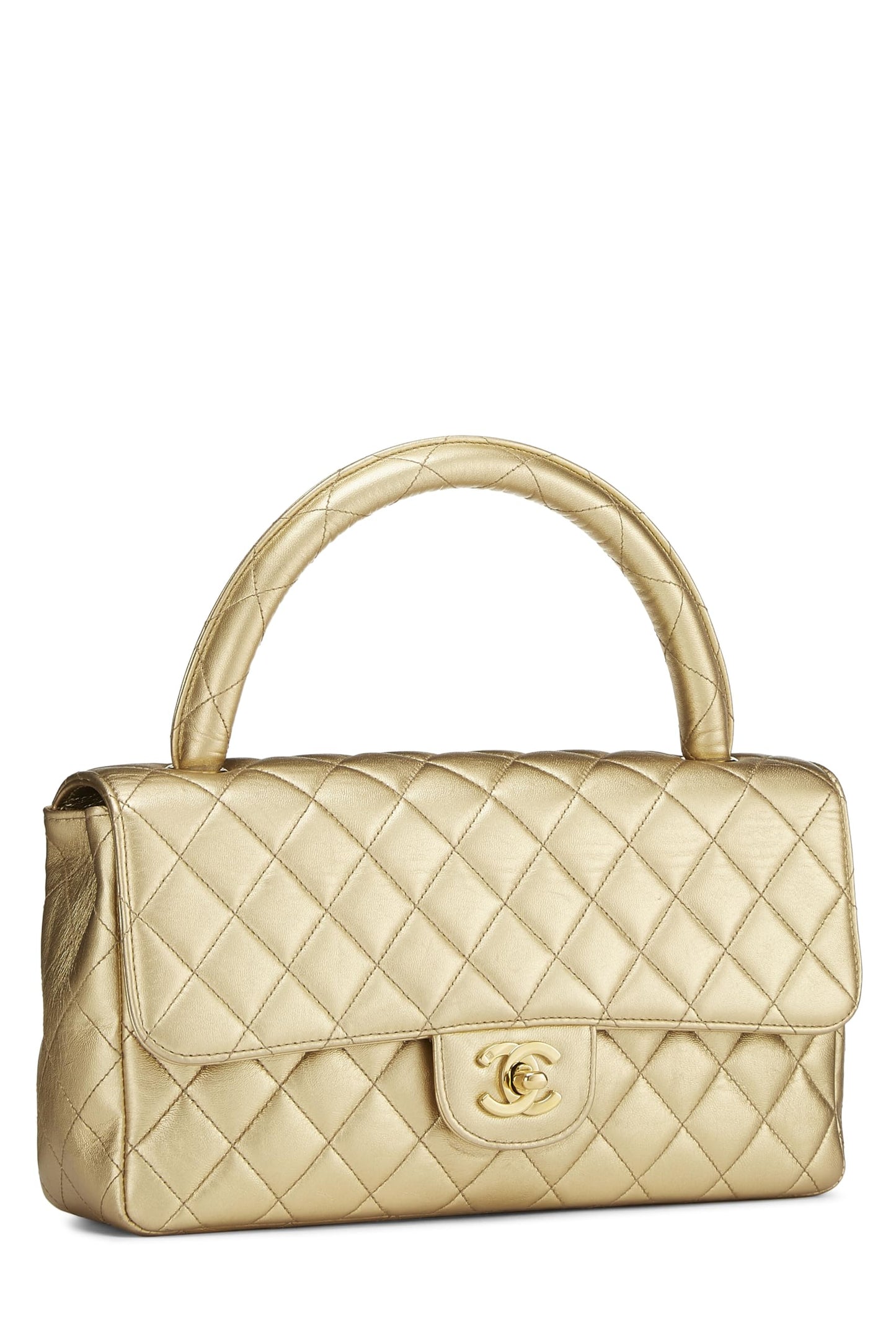 Chanel, Pre-Loved Metallic Gold Quilted Lambskin Kelly Flap Medium, Gold