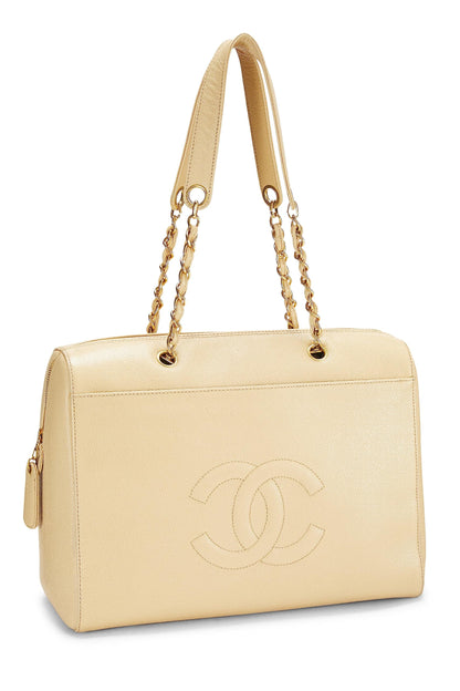 Chanel, Pre-Loved Beige Caviar Zip Tote Small, Beige