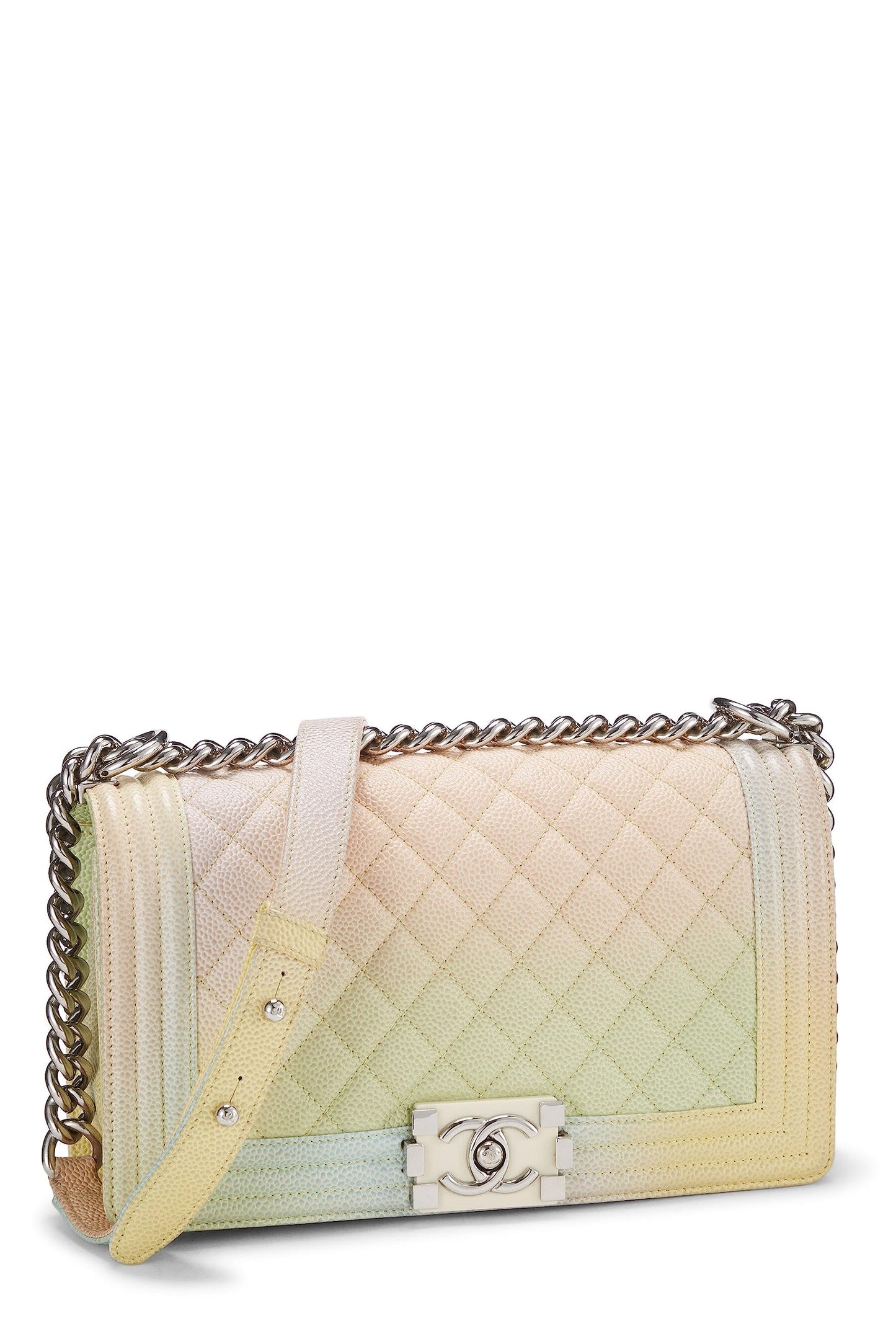 Chanel, Sac Boy matelassé Rainbow Caviar Medium d'occasion, multicolore