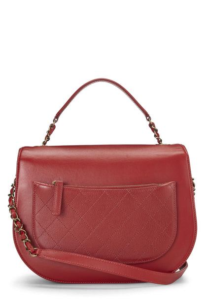 Chanel, Pre-Loved Red Calfskin Coco Curve Flap Medium, Red