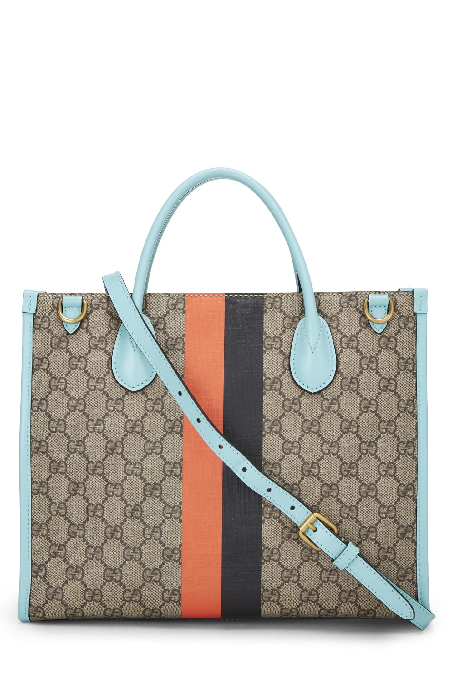 Gucci, Pre-Loved Blue GG Supreme Canvas Interlocking GG Tigers Tote, Blue