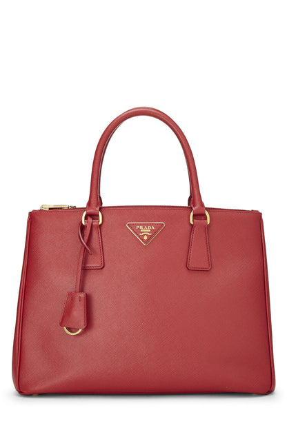 Prada, sac fourre-tout Galleria rouge Saffiano de taille moyenne, d'occasion, rouge