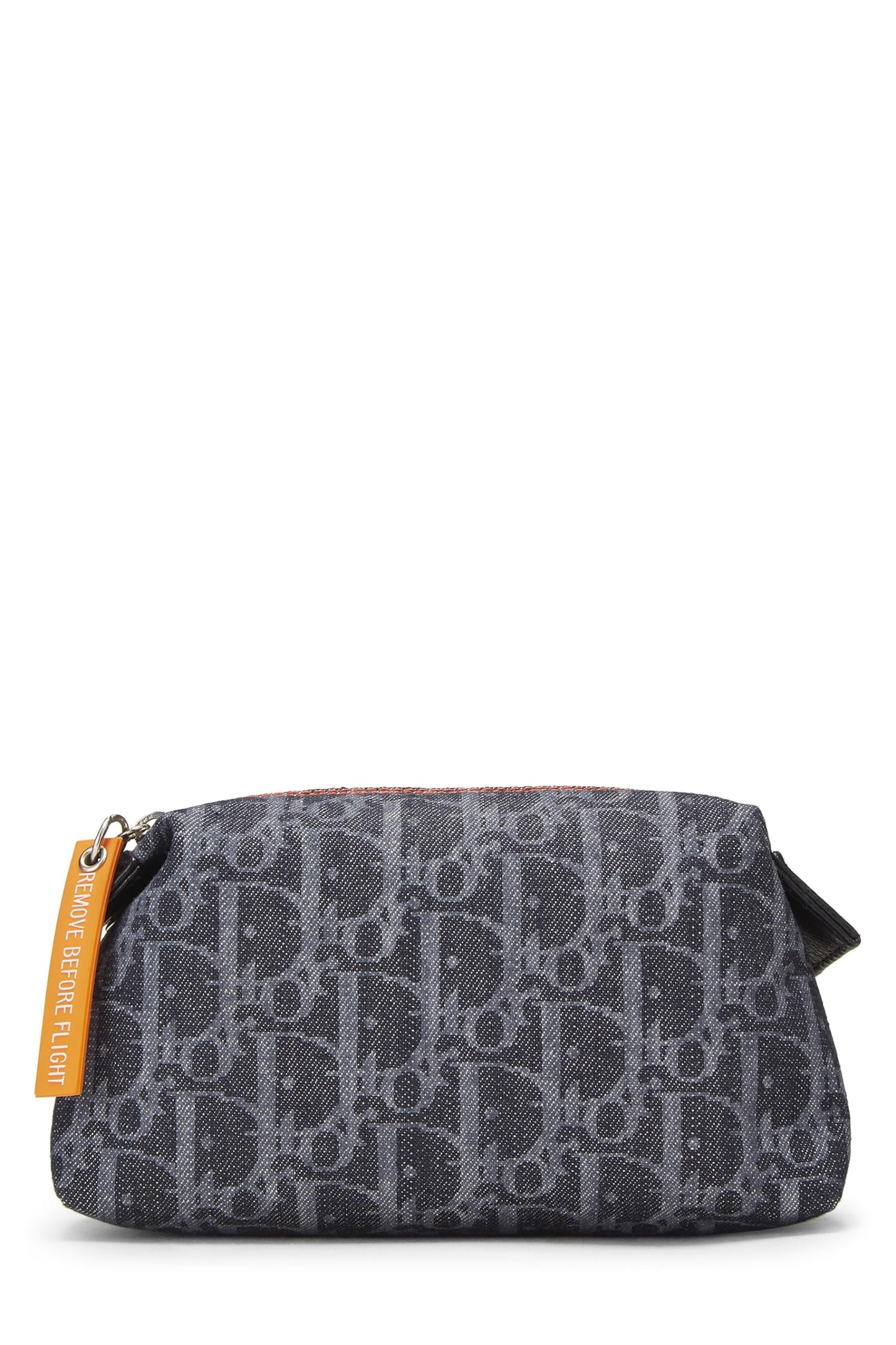 Dior, Pre-Loved Navy Denim Trotter Flight Pouch, Navy