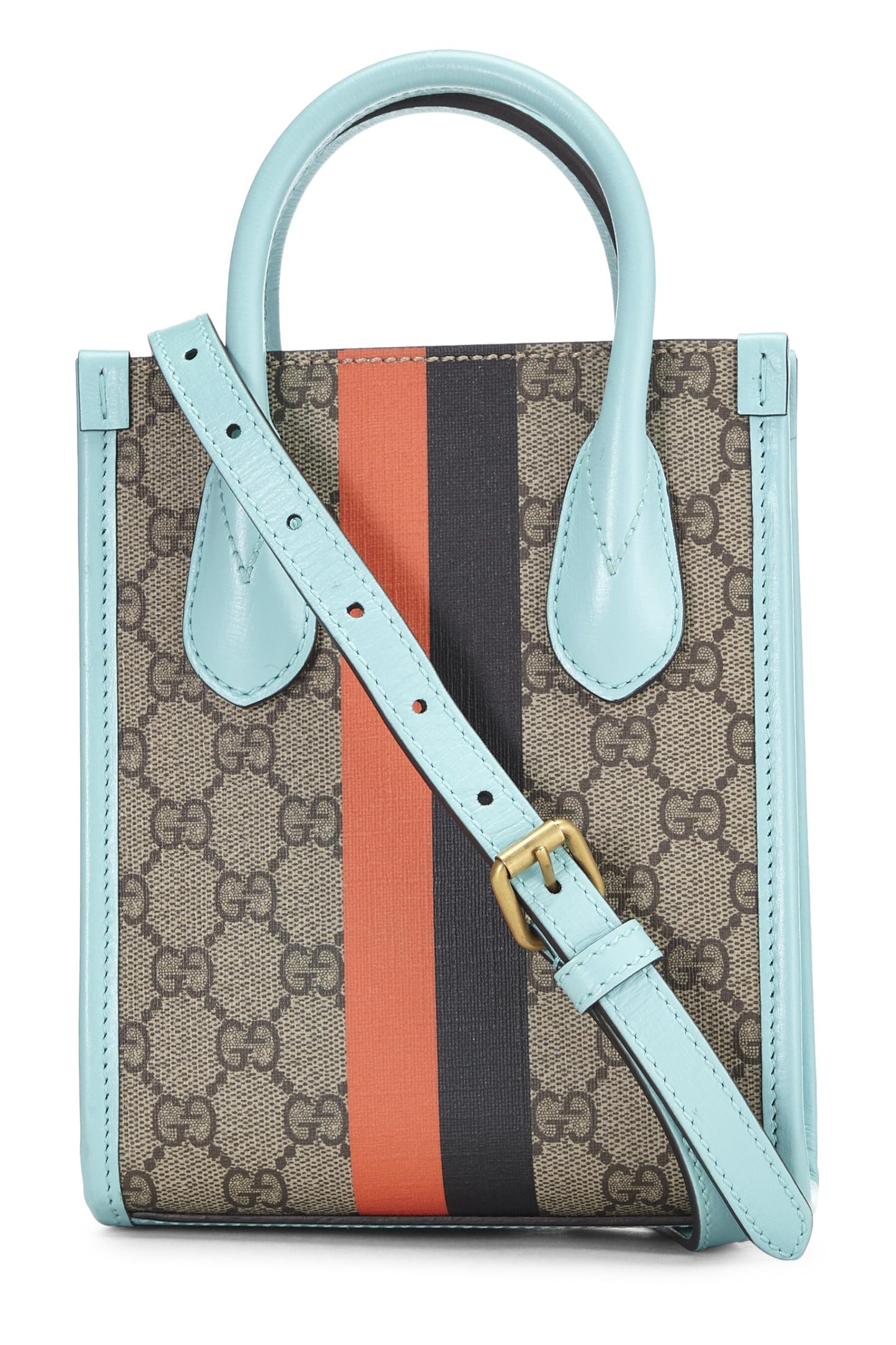 Gucci, Pre-Loved Turquoise Original GG Supreme Canvas Tiger Tote Mini, Navy