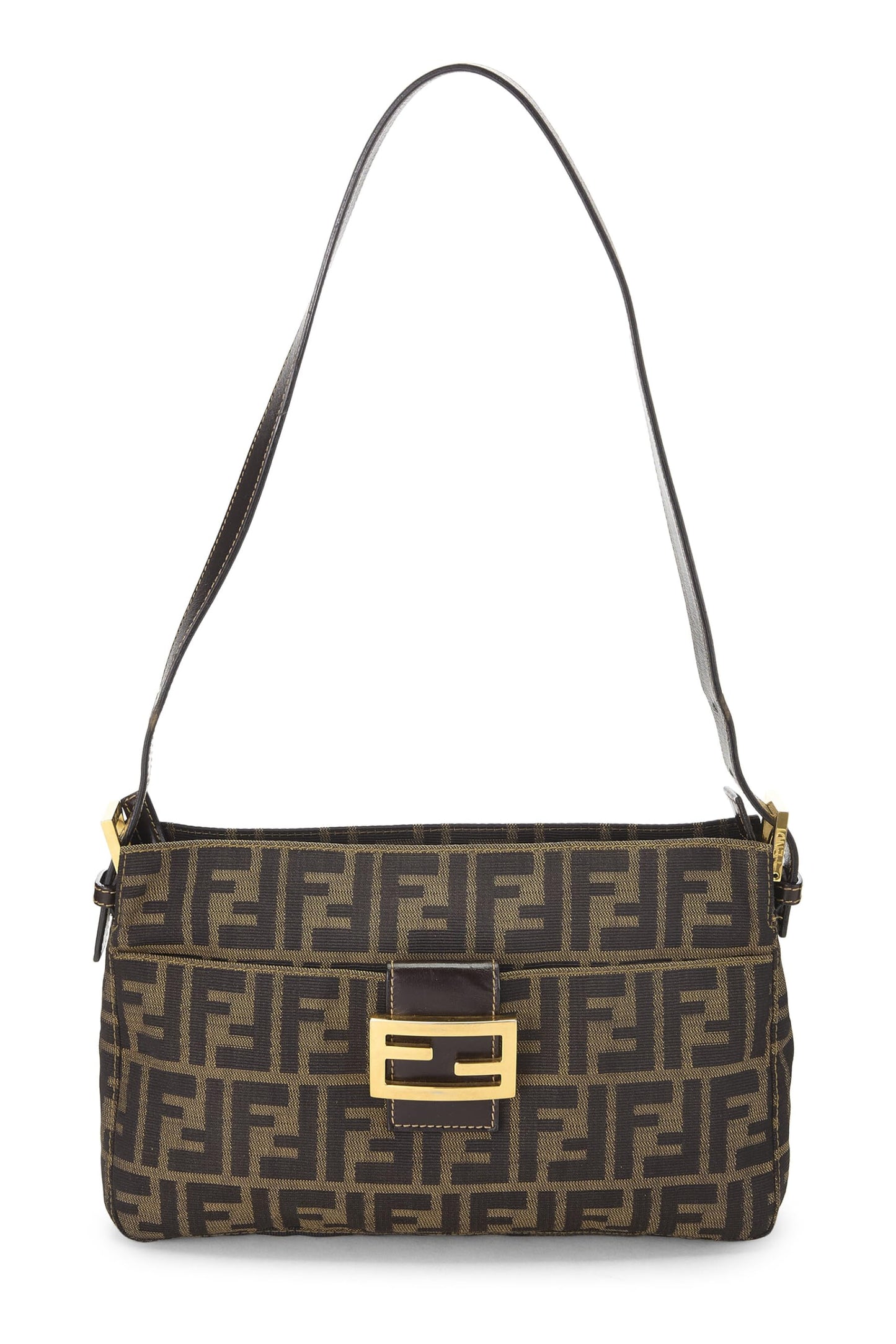 Fendi, sac à bandoulière en toile marron Zucca d'occasion, marron