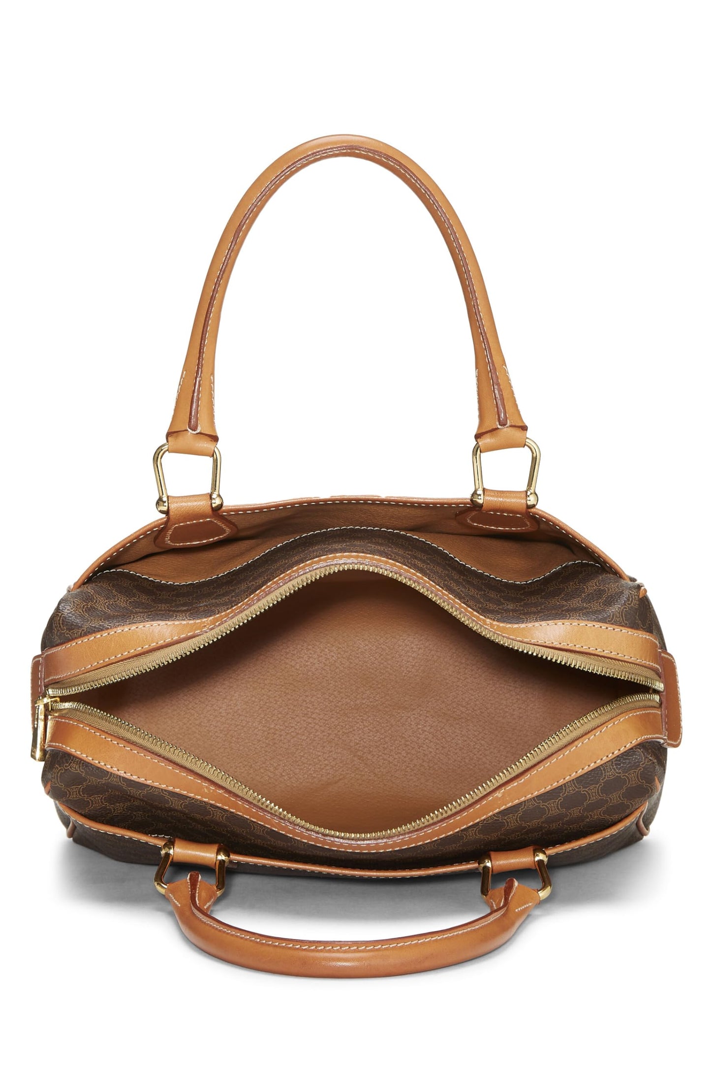 Céline, Pre-Loved Brown Coated Canvas Macadam Handbag, Brown