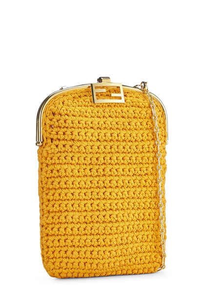 Fendi, Pre-Loved Orange Woven Phone Bag, Orange