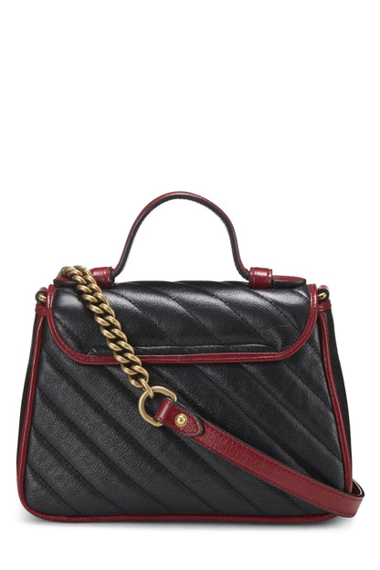 Gucci, Mini sac à main en cuir noir GG Marmont Torchon, d'occasion, multicolore