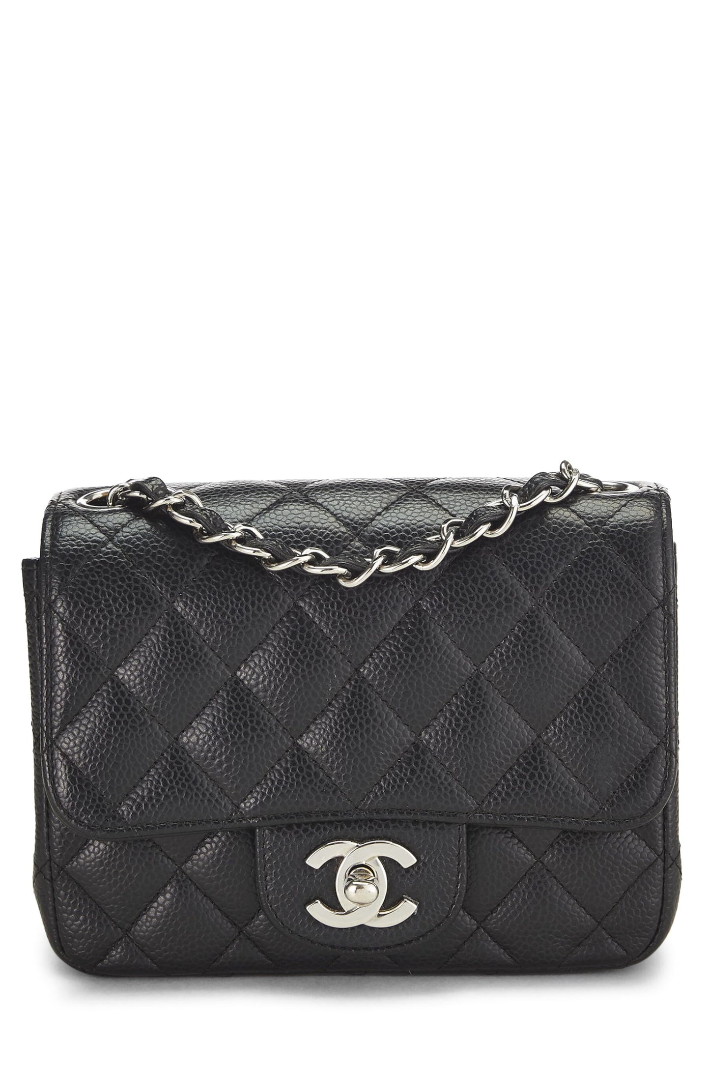 Chanel, Pre-Loved Black Quilted Caviar Classic Square Flap Mini, Black