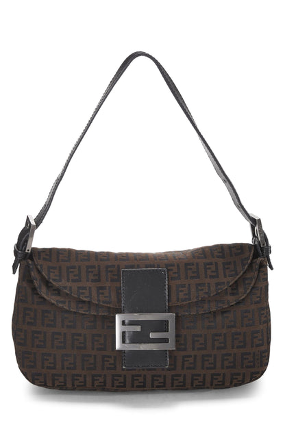 Fendi, sac à bandoulière Zucchino en nylon noir d'occasion, marron