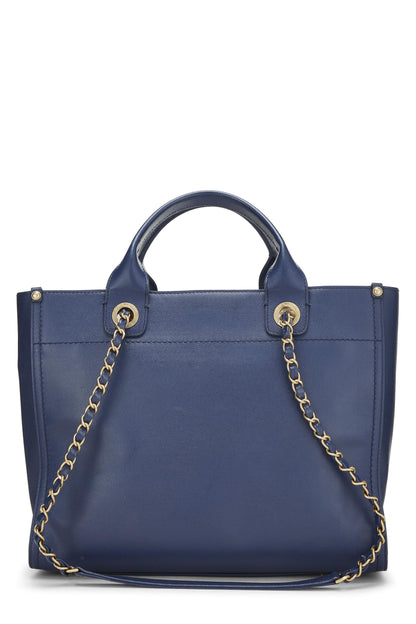 Chanel, Pre-Loved Blue Caviar Studded Deauville Shopping Tote Medium, Blue