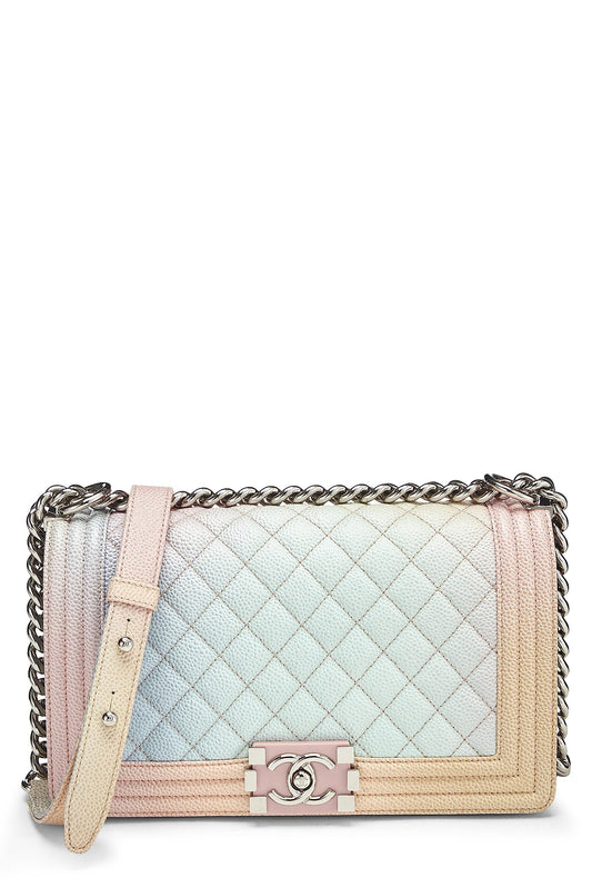 Chanel, Sac Boy matelassé Rainbow Caviar Medium d'occasion, multicolore